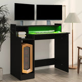 Desk with LED Lights Black 97x45x90 cm Engineered Wood 805553