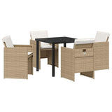 Garden Dining Set with Cushion 5 pcs Beige Poly Rattan 3379956