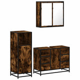 3 Piece Bathroom Furniture Set Smoked Oak Engineered Wood 3300962