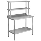Kitchen Work Table with Overshelf 120x60x150 cm Stainless Steel 3054471