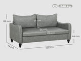Faux Leather Marble-Effect Two-Seater Sofa - Grey T3398P424867