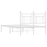 Metal Bed Frame without Mattress with Headboard White 120x190cm 374385