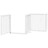 Dog Gate with Door Foldable 4 Panels White 320 cm Poplar Wood 352251