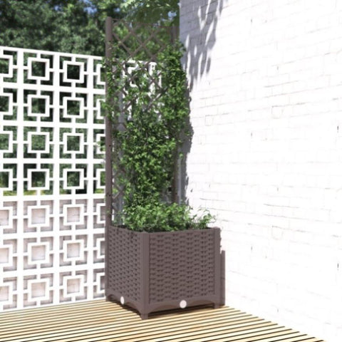 ZNTS Garden Planter with Trellis Brown 40x40x136 cm PP 318259