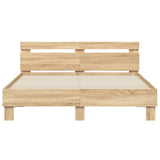 Bed Frame with LED without Mattress Sonoma Oak 150x200 cm King Size 3207541