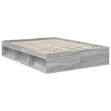 Bed Frame Grey Sonoma 140 x 200 cm Solid Pine Wood 3409359