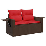6 Piece Garden Sofa Set with Cushions Brown Poly Rattan Acacia 3326485