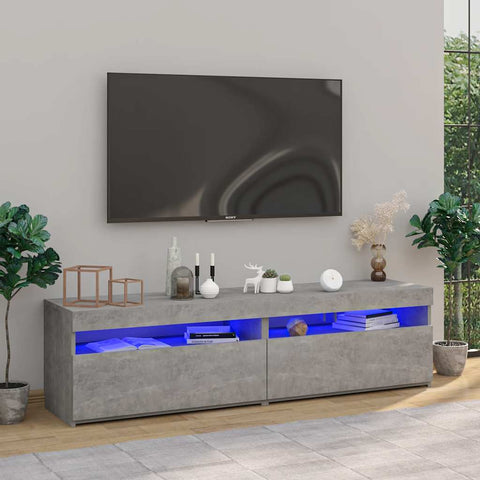 TV Cabinets 2 pcs with LED Lights Concrete Grey 75x35x40 cm 804400