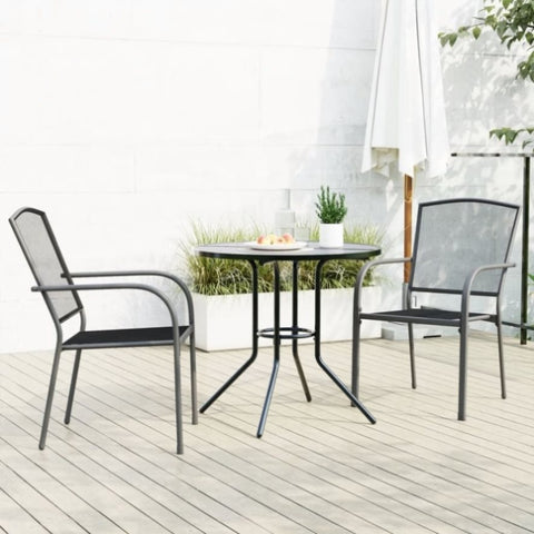 Stackable Garden Chair Set 3 pcs Anthracite Powder-coated Steel 3283756