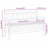 Outdoor Bench Brown 119 x 76 x 44cm Solid pine wood 4012184