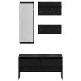 Hallway Furniture Set 4 pcs Black Oak Engineered Wood 871529