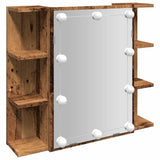 ZNTS Mirror Cabinet with LED Old Wood 70x16.5x60 cm 857003