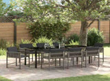 Garden Dining Set 9 pcs Grey Poly Rattan 3380752