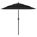 3-Tier Garden Parasol with Aluminium Pole Black 2.5 m 313866