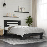 ZNTS Bed Frame Black 75x190 cm Small Single Engineered Wood and Metal 845657