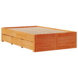 Bed Frame without Mattress with Drawers Wax Brown 120x200 cm Solid Wood Pine 3308809