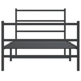 Metal Bed Frame without Mattress with Footboard Black 107x203cm 355379