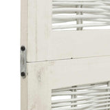 Room Divider 3 Panels White Solid Wood Paulownia 358671