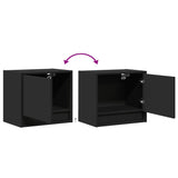 ZNTS Wall-mounted Bedside Cabinets with LED Lights 2 pcs Black 852078