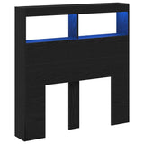 Headboard Cabinet with LED Black Oak 100x17x102 cm 863127
