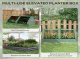 Metal Planter Box with Cover, Raised Garden Bed with Greenhouse, for Herbs and Vegetables, Green and T3398P311643