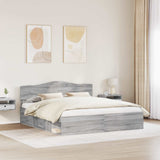 Bed Frame Grey Sonoma 200 x 200 cm Solid Pine Wood 3412858