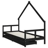 Kids Bed Frame with Drawers Black 80x200 cm Solid Wood Pine 834551
