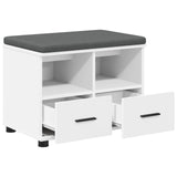 Hall Bench White 60 x 38 x 46 cm Engineered Wood and Fabric 891448