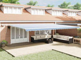 Retractable Awning Manual Blue and White 600 x 300 cm 3081611