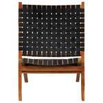 Folding Chair Crossed-Stripe Black Real Leather 246366