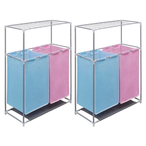 2-Section Laundry Sorter Hampers 2 pcs with a Top Shelf for Drying 3051493