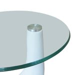 ZNTS Coffee Table 2 pcs with Round Glass Top High Gloss White 240322