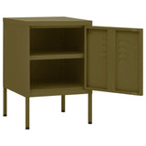 Nightstand Olive Green Steel 35 x 35 x 51 cm Nightstand Square 336207