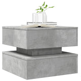 ZNTS Coffee Table with LED Lights Concrete Grey 50x50x40 cm 839857