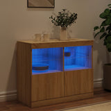 Sideboard with LED Lights Sonoma Oak 81x37x67 cm 836660