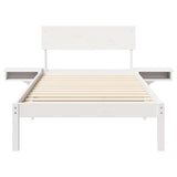 Bed Frame with Headboard White 90 x 200 cm Solid Pine Wood 873464
