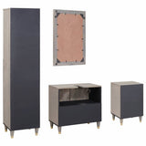 Bathroom Cabinet Set with Drawer 4 pcs Grey Solid Mango Wood 3310155