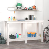 Work Bench White 140x50x80 cm Solid Wood Pine 822507