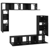 TV Cabinet Set 8 pcs Black Oak Engineered Wood 3393217
