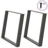 Dining Table Legs U-Shaped 2 pcs Anthracite 100x cm Steel 4012806