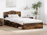 Bed Frame with Headboard Smoked Oak 90 x 200 cm Solid Pine Wood 3412947