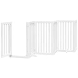 Dog Gate with Door Foldable 12 Panels White 600 cm Poplar Wood 3155651