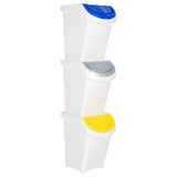 Stackable Waste Bins with Lids 3 pcs White PP 120 L 364070