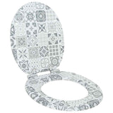 Soft-Close Toilet Seat Blue and White Porcelain 44 x 38 cm 42027183