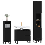 ZNTS 3 Piece Bathroom Furniture Set Black Engineered Wood 3190230