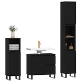 ZNTS 3 Piece Bathroom Furniture Set Black Engineered Wood 3190230