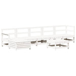 7 Piece Garden Lounge Set White Solid Wood Pine 3250617