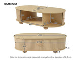 Oval Coffee Table 2 Sliding Doors, Rounded Corners,Hidden Compartment Center Table, Sofa table N605P339347E