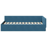 Corner Bed Frame with Headboard Blue 80 cm x 200 cm Velvet 42016060