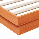 LED Bed Frame without Mattress Wax Brown 150x200 cm King Size Solid Wood 844415